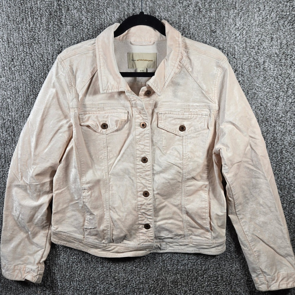 Pilcro Jacket Pink Metallic Shimmer Trucker Coquette Womens XL Softgirl